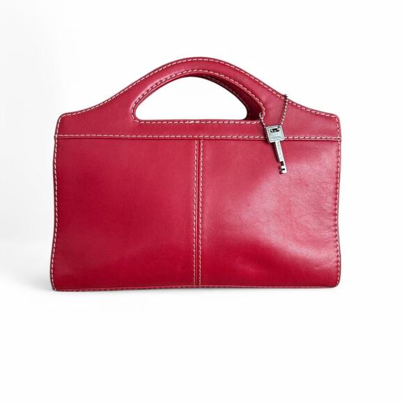 Fossil Vintage Red Leather Clutch Bag - Picture 4 of 5